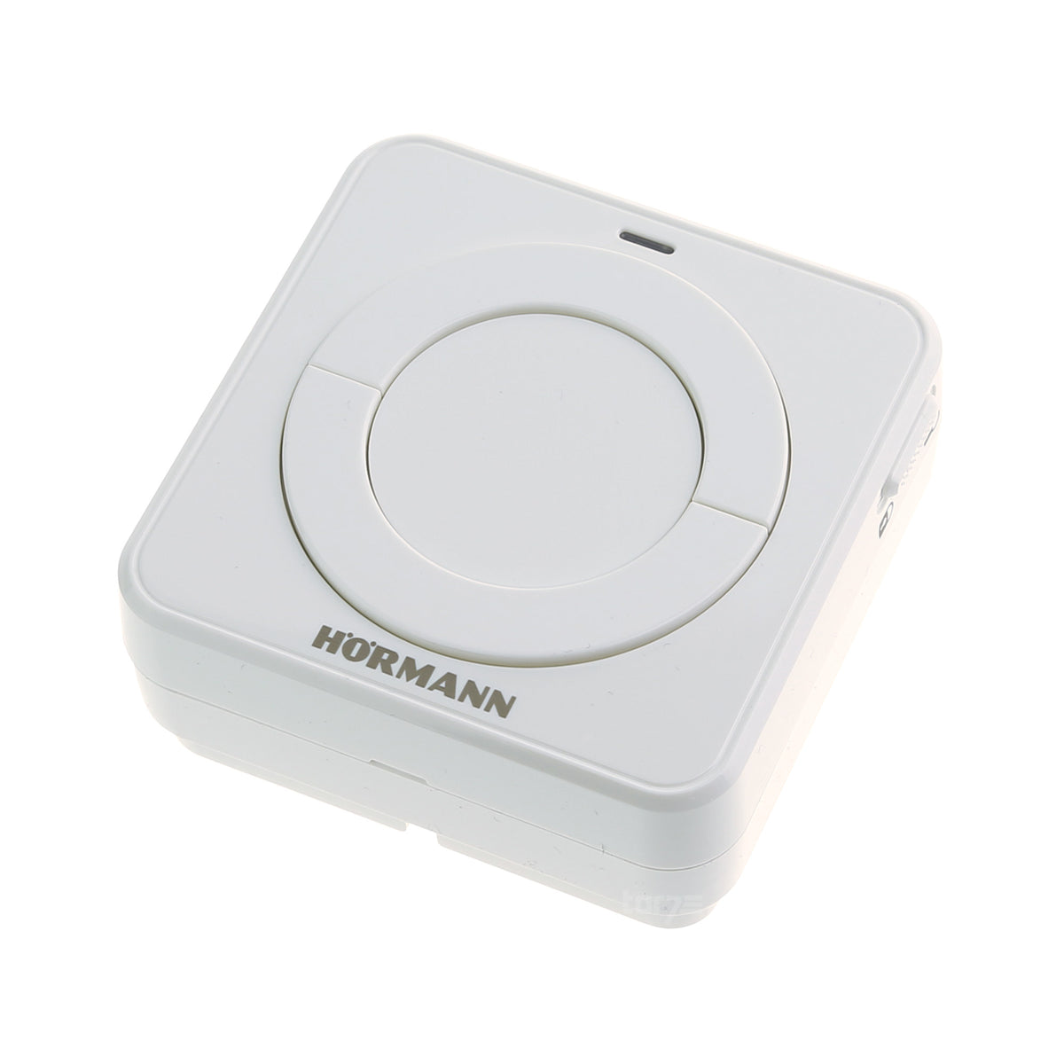 Draadloze binnendrukknop Hörmann FIT 2-1 BiSecur handzender, voor automatische garagedeur bediening, frontaal zicht.