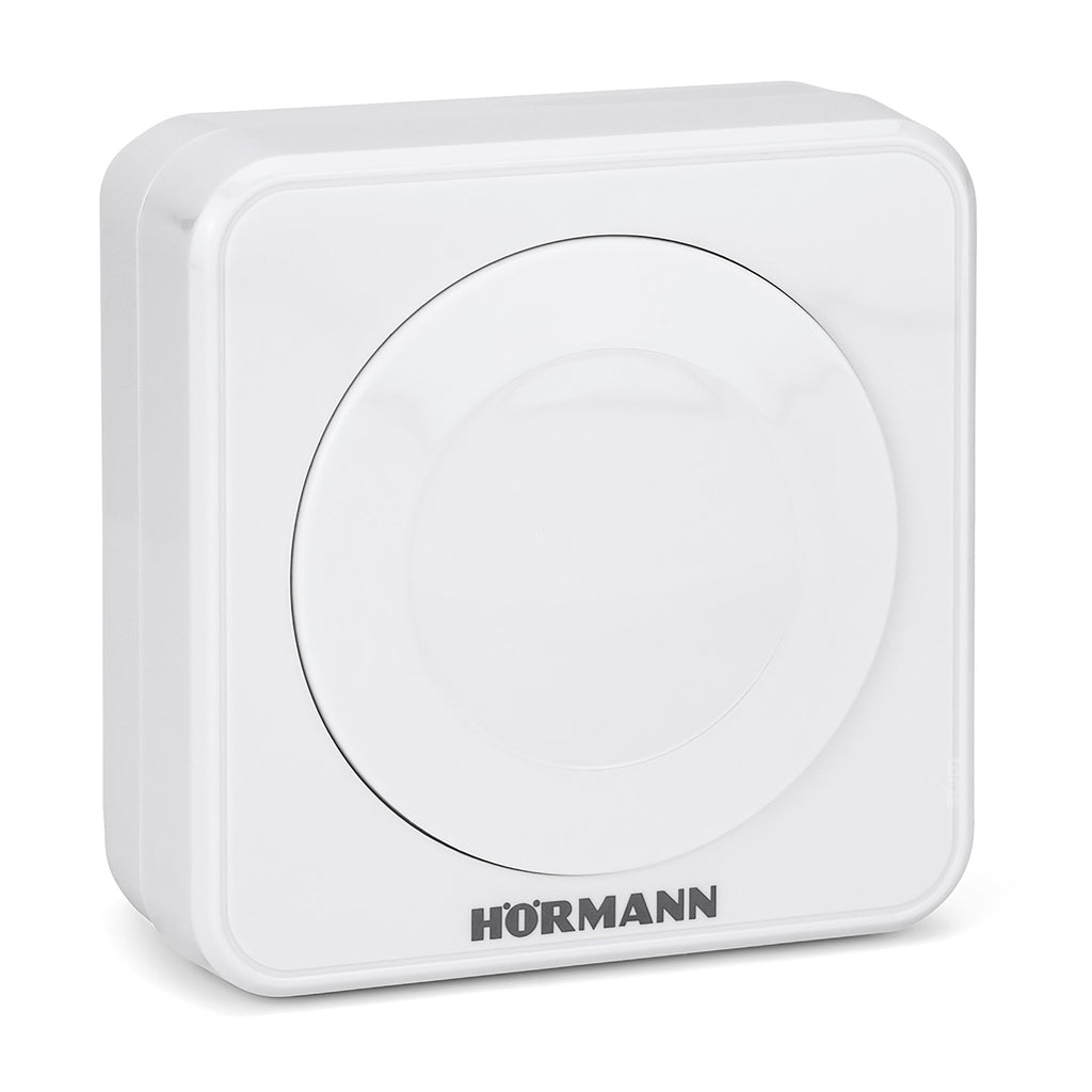 Hörmann handzender binnendrukknop IT 1-1, zicht op de bedienknop met bedrading en behuizing.