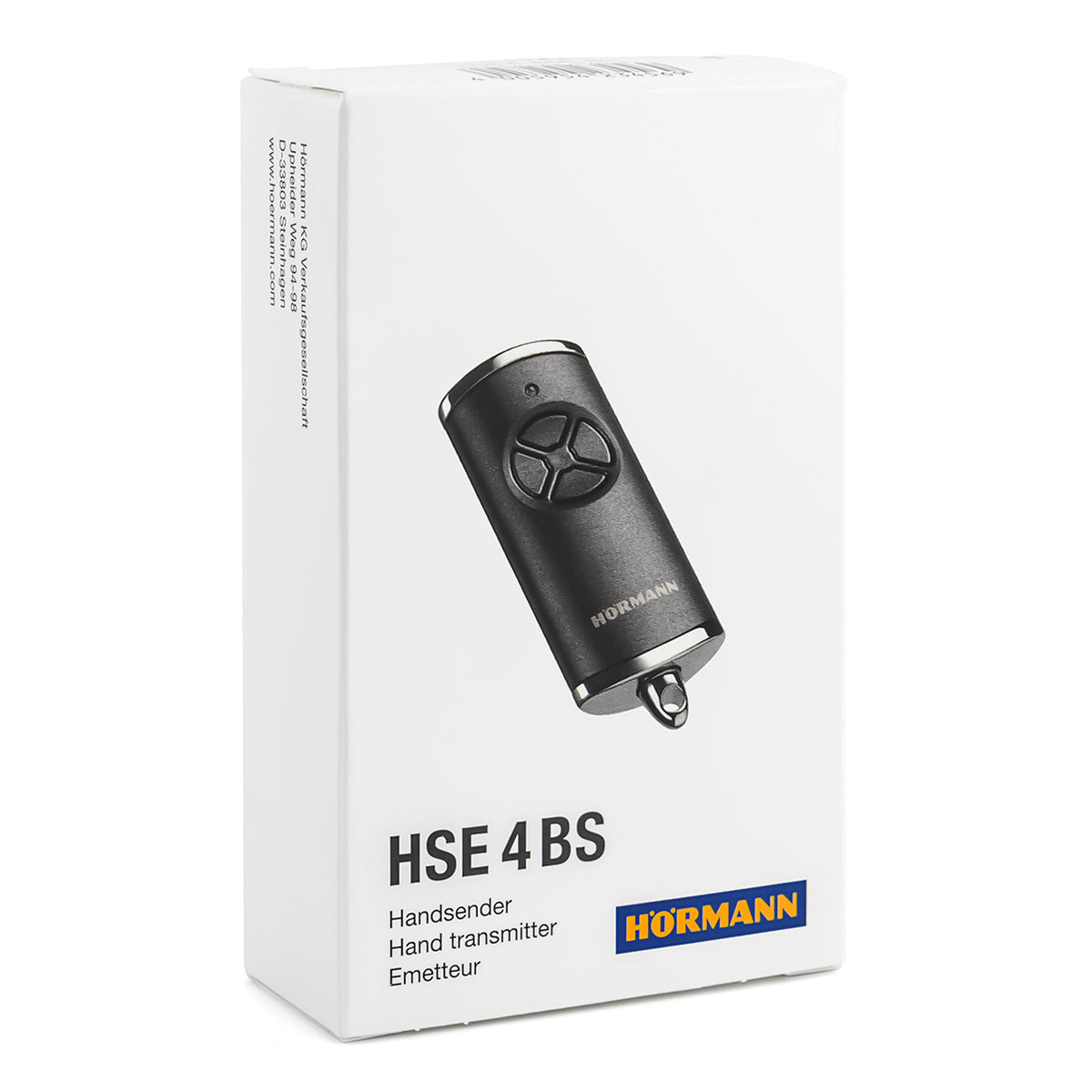 Hörmann handzender HSE 4 BiSecur in zwart met structuur, draadloze afstandsbediening voor garagedeur en toegangscontrole