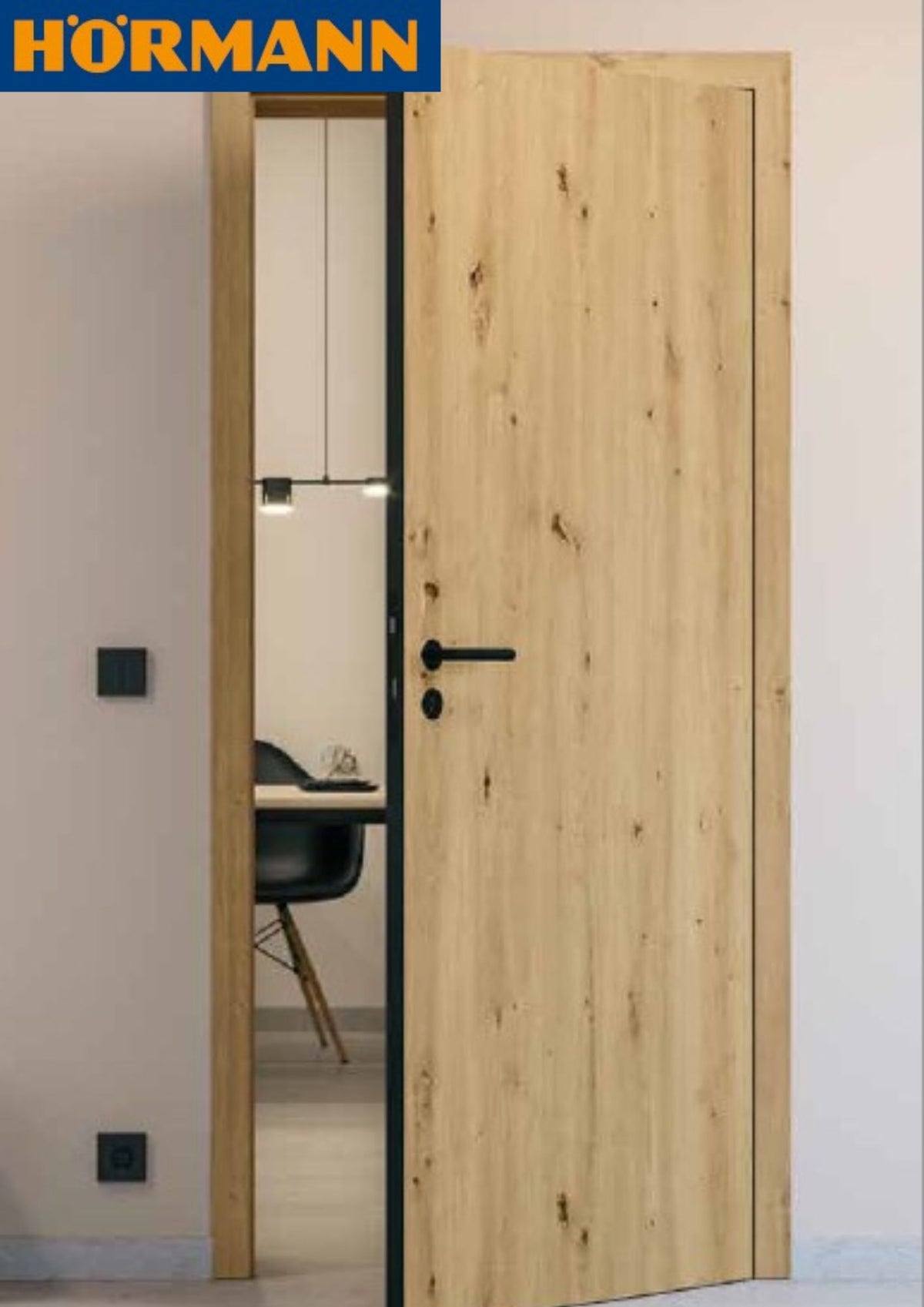Hörmann ProLine binnendeur met Duradecor afwerking en Baseline logo's, houten deur met modern design en natuurlijke uitstraling