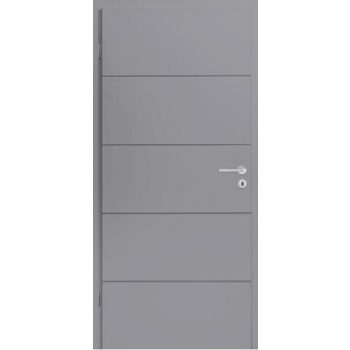 Hörmann ProLine binnendeur met strepenpatroon en glas, strak design voor binnenruimtes, in lichte houtkleur.